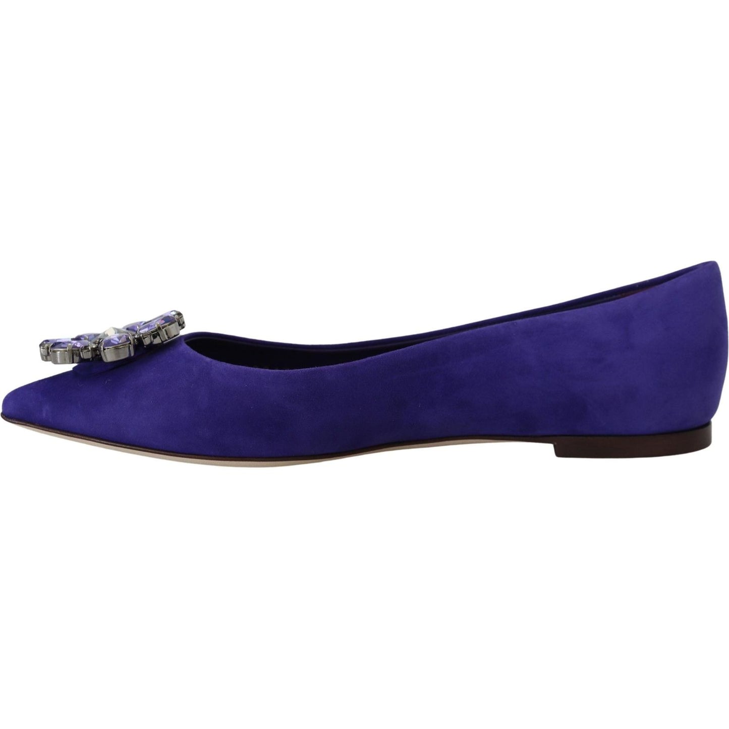 Dolce & Gabbana Embellished Crystal Purple Suede Flats Dolce & Gabbana Midnight Blue