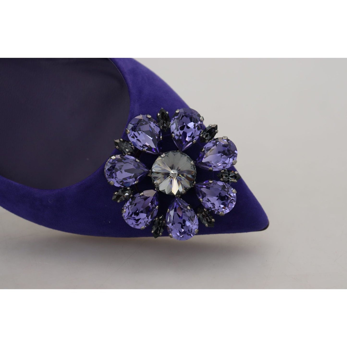 Dolce & Gabbana Embellished Crystal Purple Suede Flats Dolce & Gabbana Dark Slate Gray