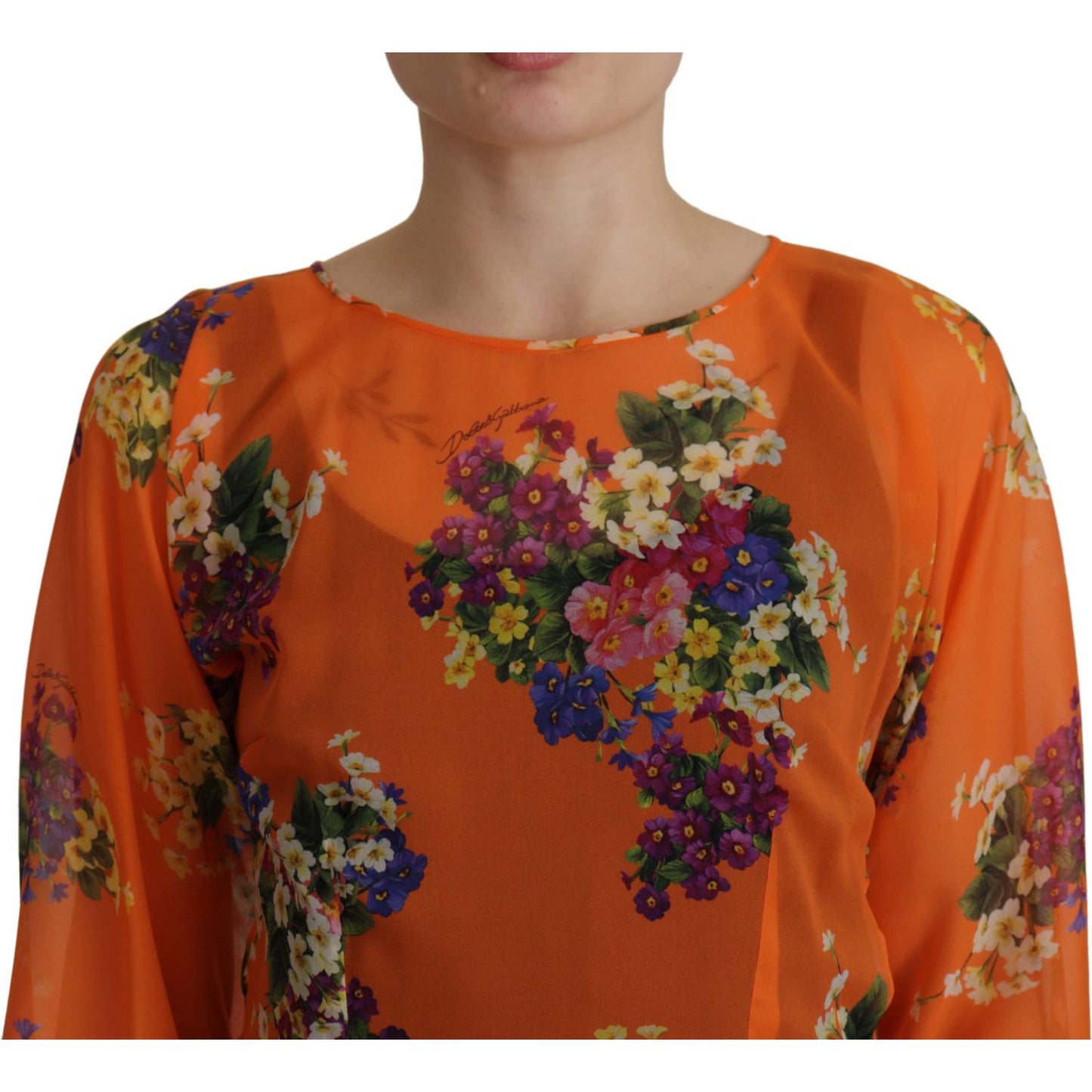 Dolce & Gabbana Elegant Floral Silk Blouse with Back Zipper Dolce & Gabbana Sienna