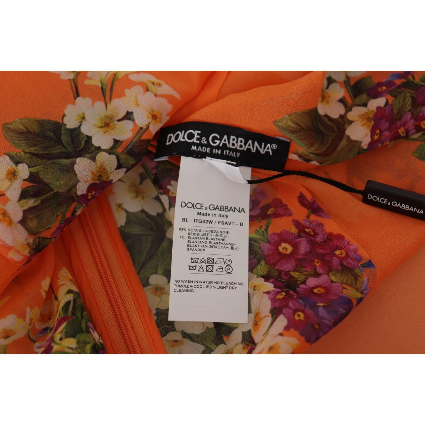 Dolce & Gabbana Elegant Floral Silk Blouse with Back Zipper Dolce & Gabbana Saddle Brown