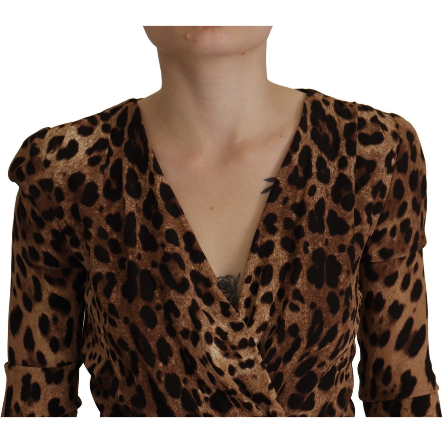 Dolce & Gabbana Elegant V-Neck A-Line Maxi Dress in Brown Dolce & Gabbana Black