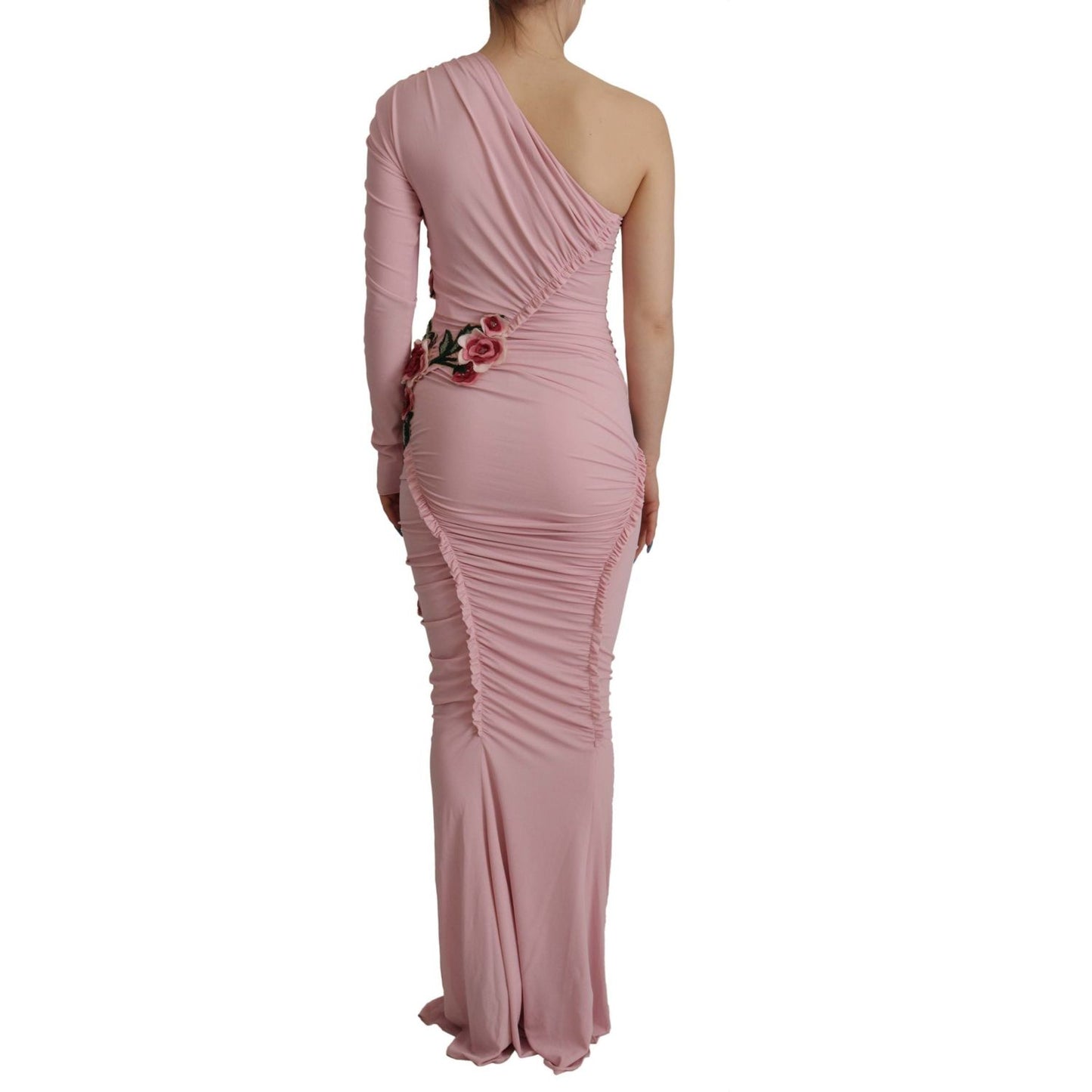 Dolce & Gabbana Elegant Pink One Shoulder Bodycon Dress Dolce & Gabbana Rosy Brown