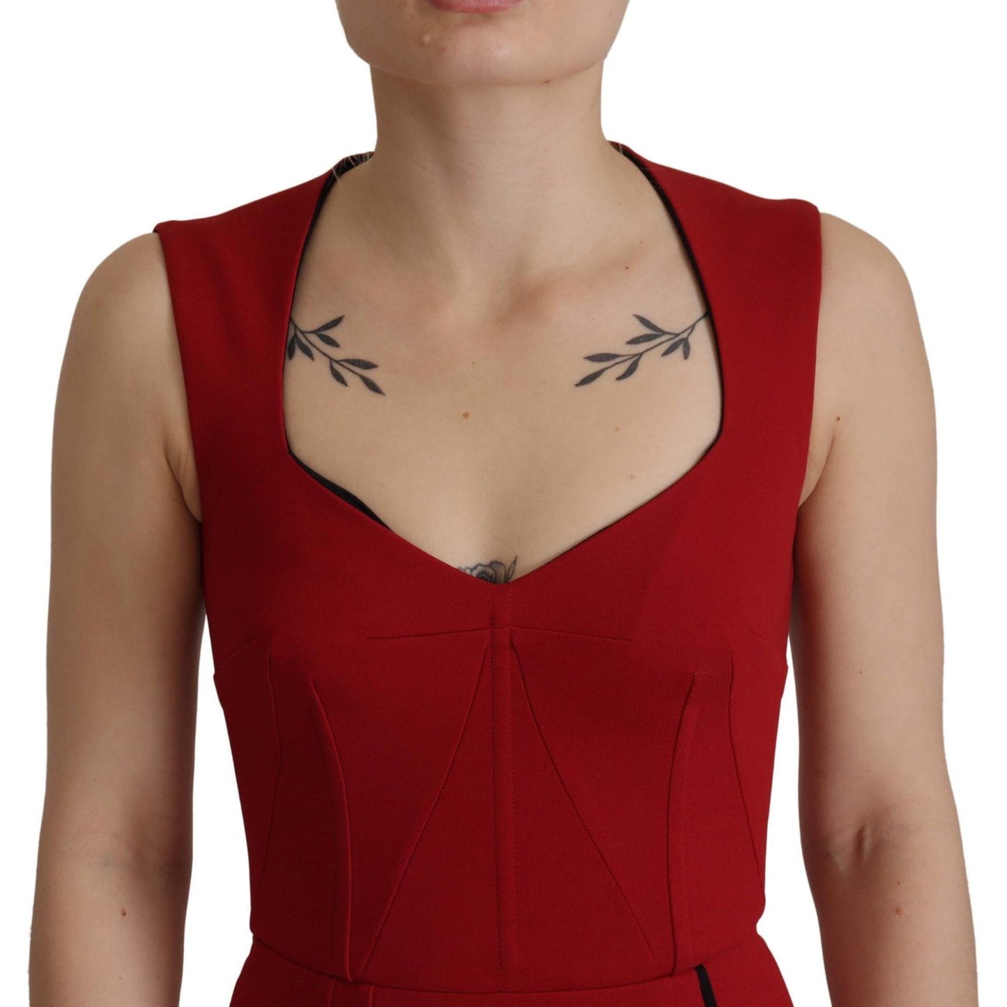 Dolce & Gabbana Elegant Red Bodycon Midi Dress Dolce & Gabbana Saddle Brown