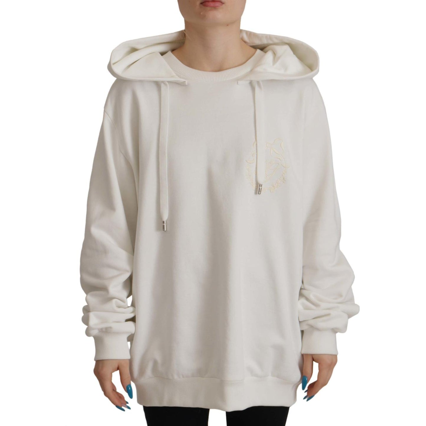 Dolce & Gabbana Chic White Hooded Pullover Sweater Dolce & Gabbana Gray