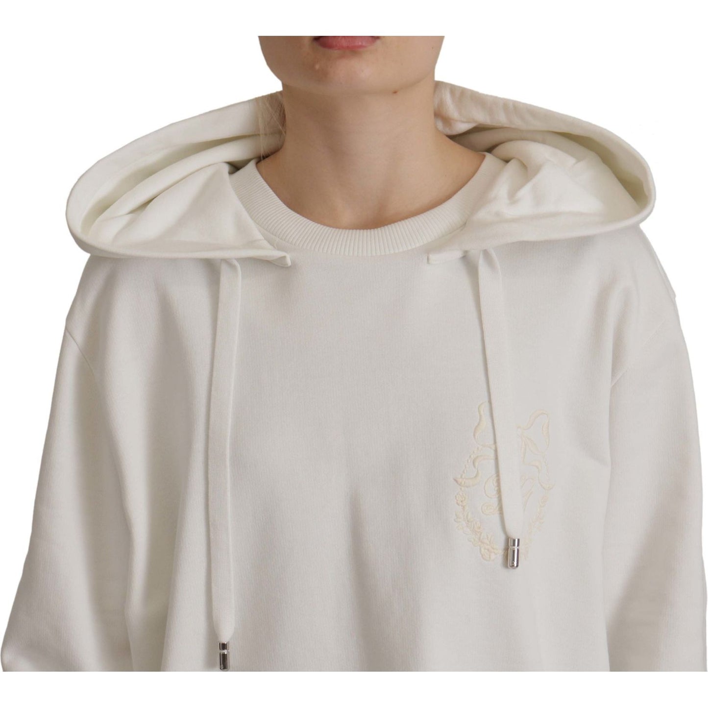 Dolce & Gabbana Chic White Hooded Pullover Sweater Dolce & Gabbana Gray