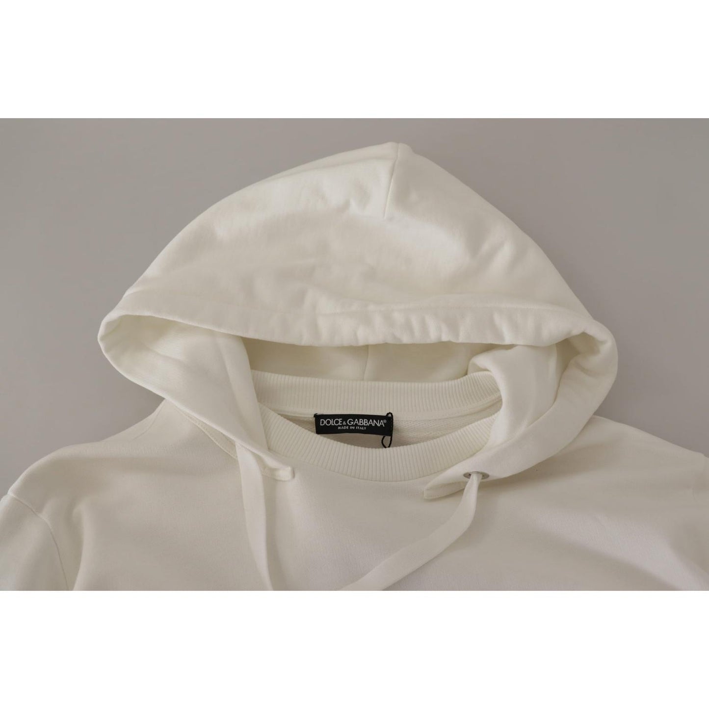 Dolce & Gabbana Chic White Hooded Pullover Sweater Dolce & Gabbana Dark Gray
