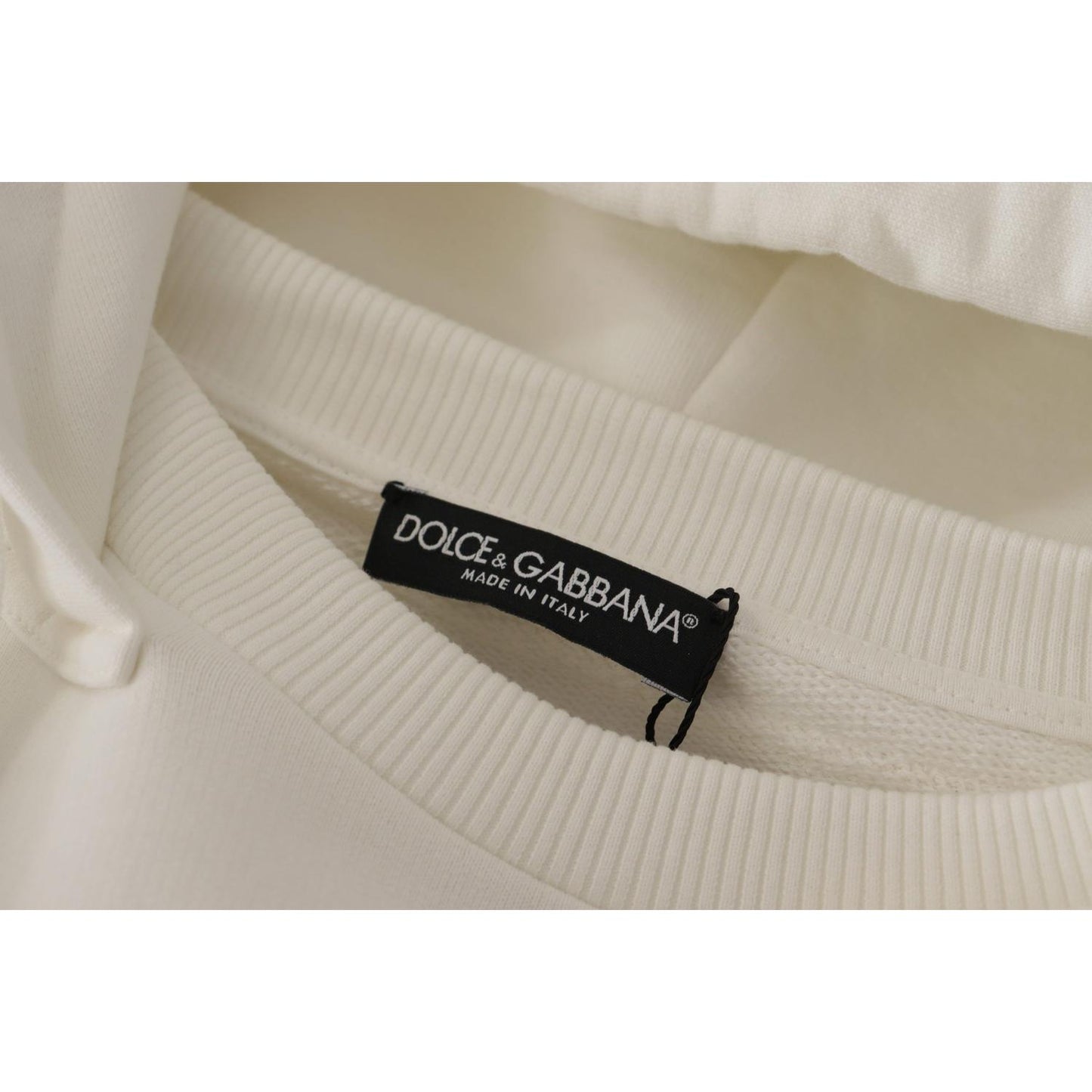 Dolce & Gabbana Chic White Hooded Pullover Sweater Dolce & Gabbana Dark Gray