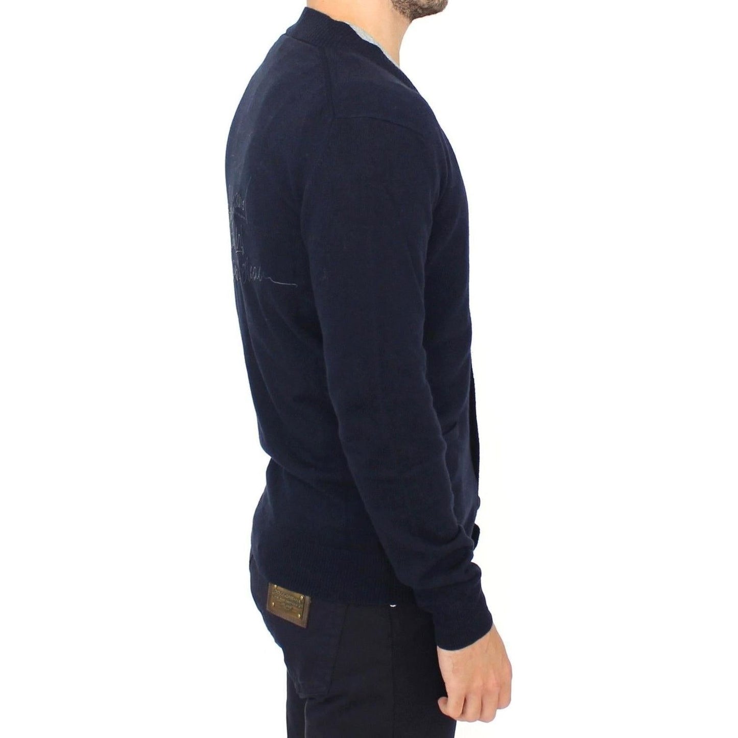 Ermanno Scervino Chic Blue Wool Blend Cardigan Sweater Ermanno Scervino Dark Slate Gray
