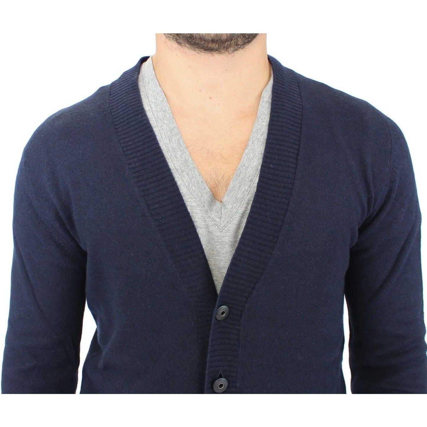 Ermanno Scervino Chic Blue Wool Blend Cardigan Sweater Ermanno Scervino Dark Slate Gray