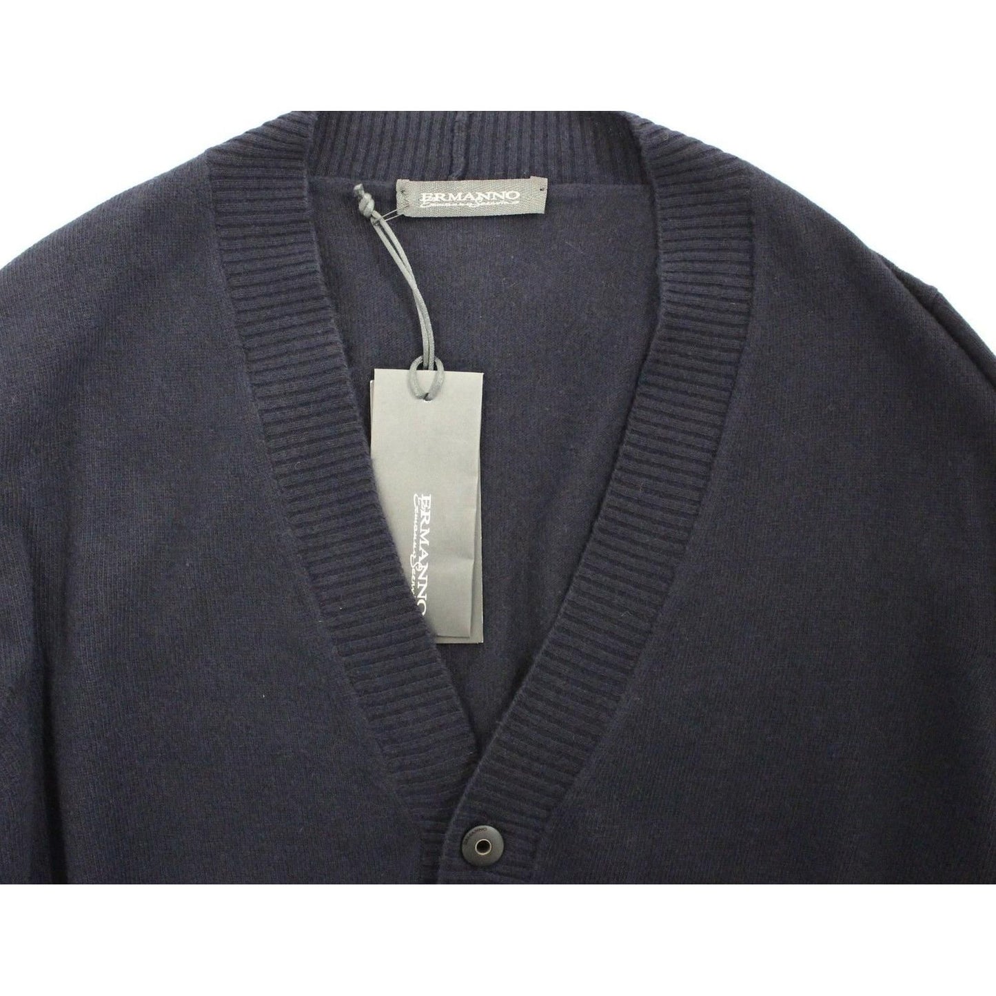 Ermanno Scervino Chic Blue Wool Blend Cardigan Sweater Ermanno Scervino Dark Slate Gray