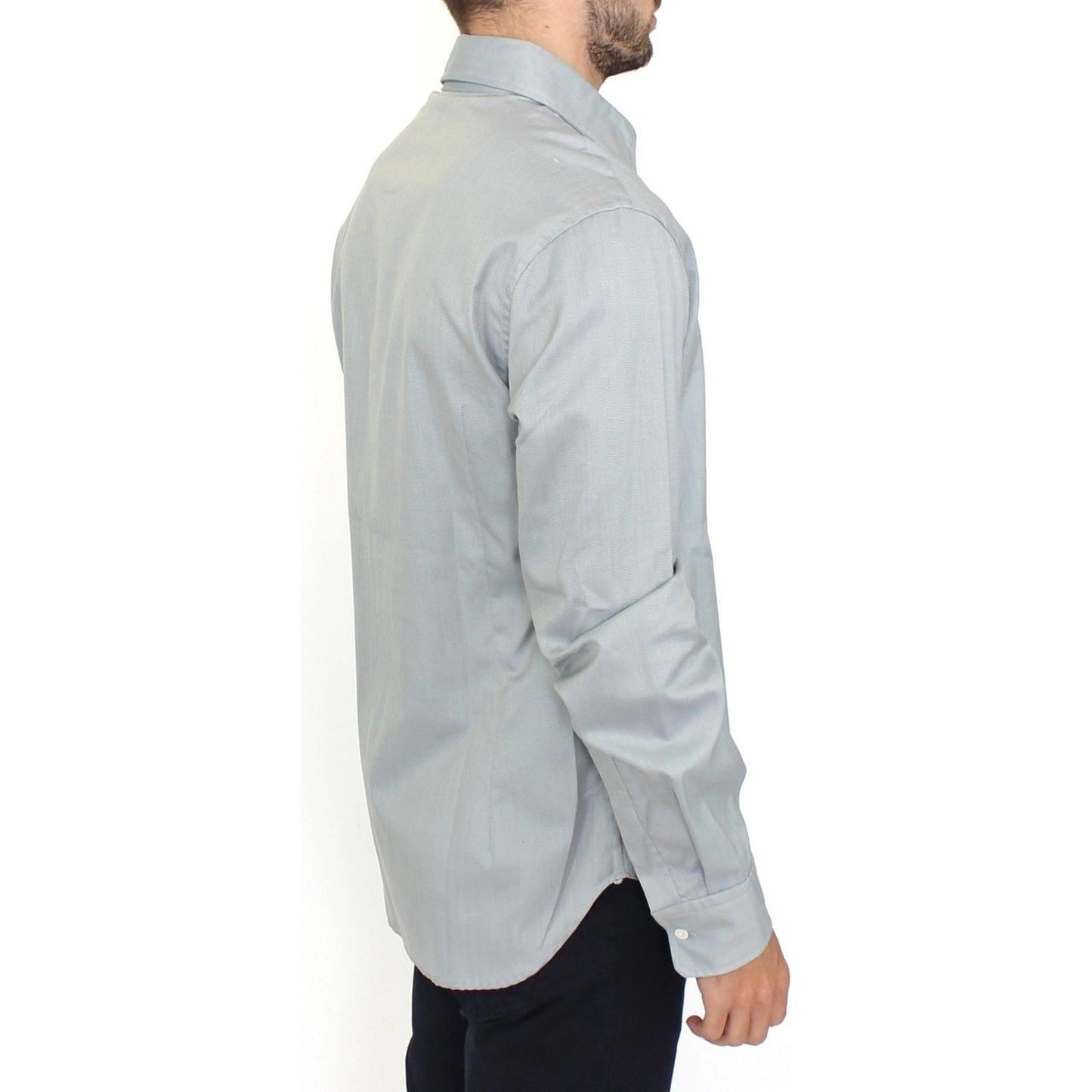 Ermanno Scervino Elegance Unleashed Gray Casual Button-Front Shirt Ermanno Scervino Gray