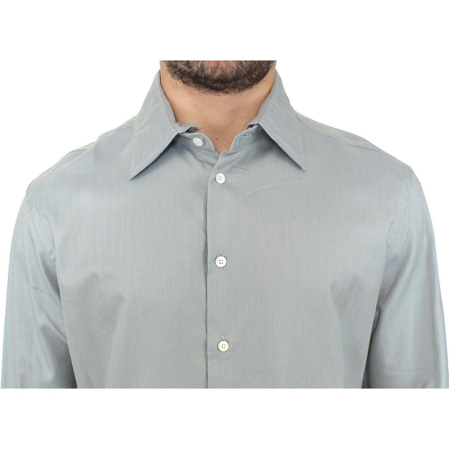 Ermanno Scervino Elegance Unleashed Gray Casual Button-Front Shirt Ermanno Scervino Gray