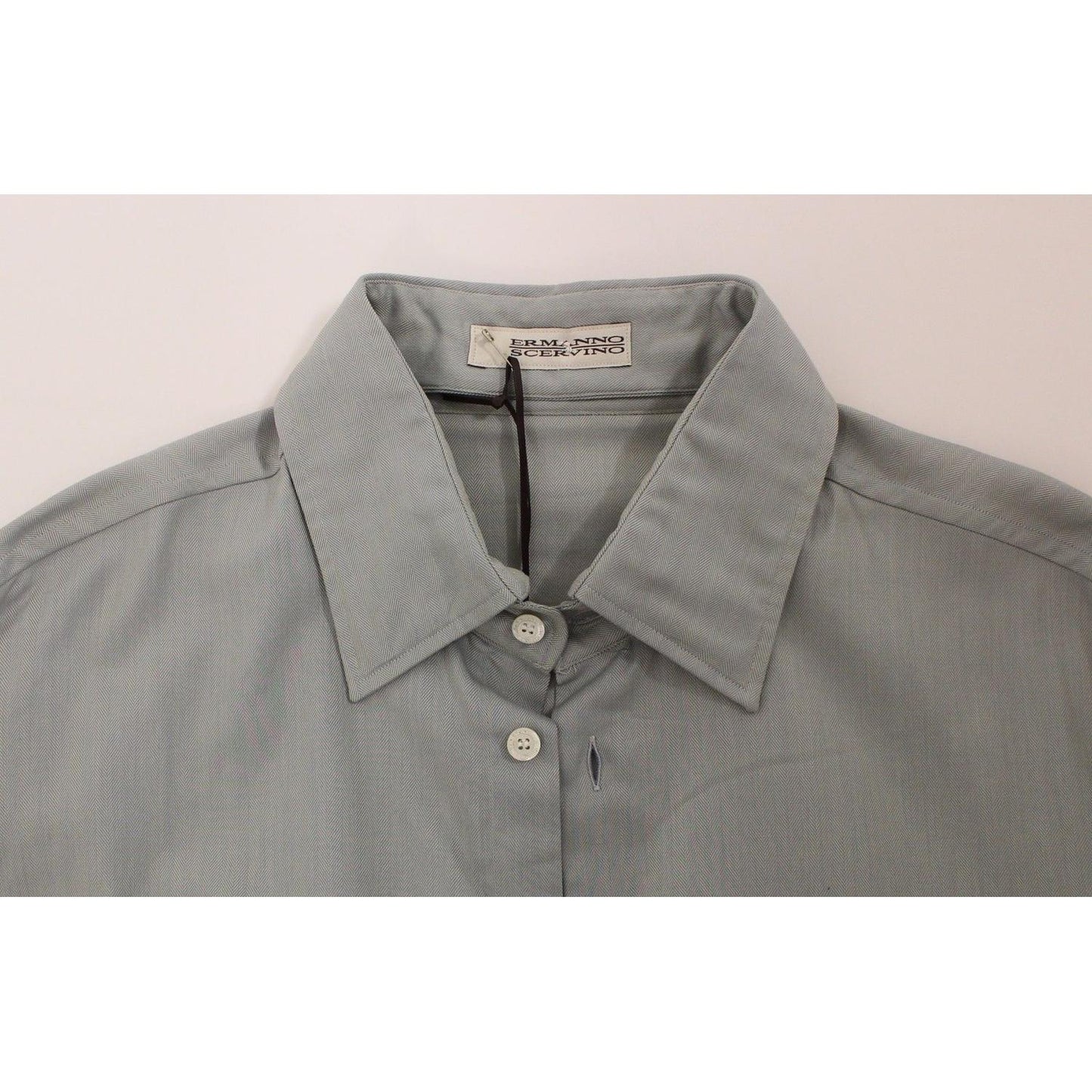 Ermanno Scervino Elegance Unleashed Gray Casual Button-Front Shirt Ermanno Scervino Slate Gray