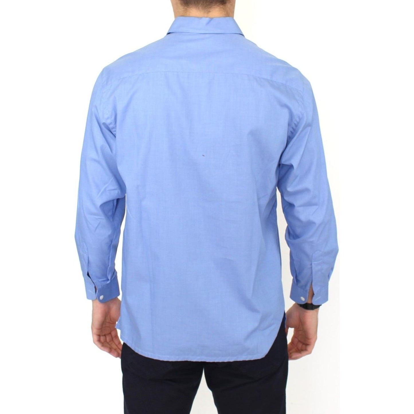Ermanno Scervino Dapper Blue Cotton Dress Shirt for Men Ermanno Scervino Light Steel Blue