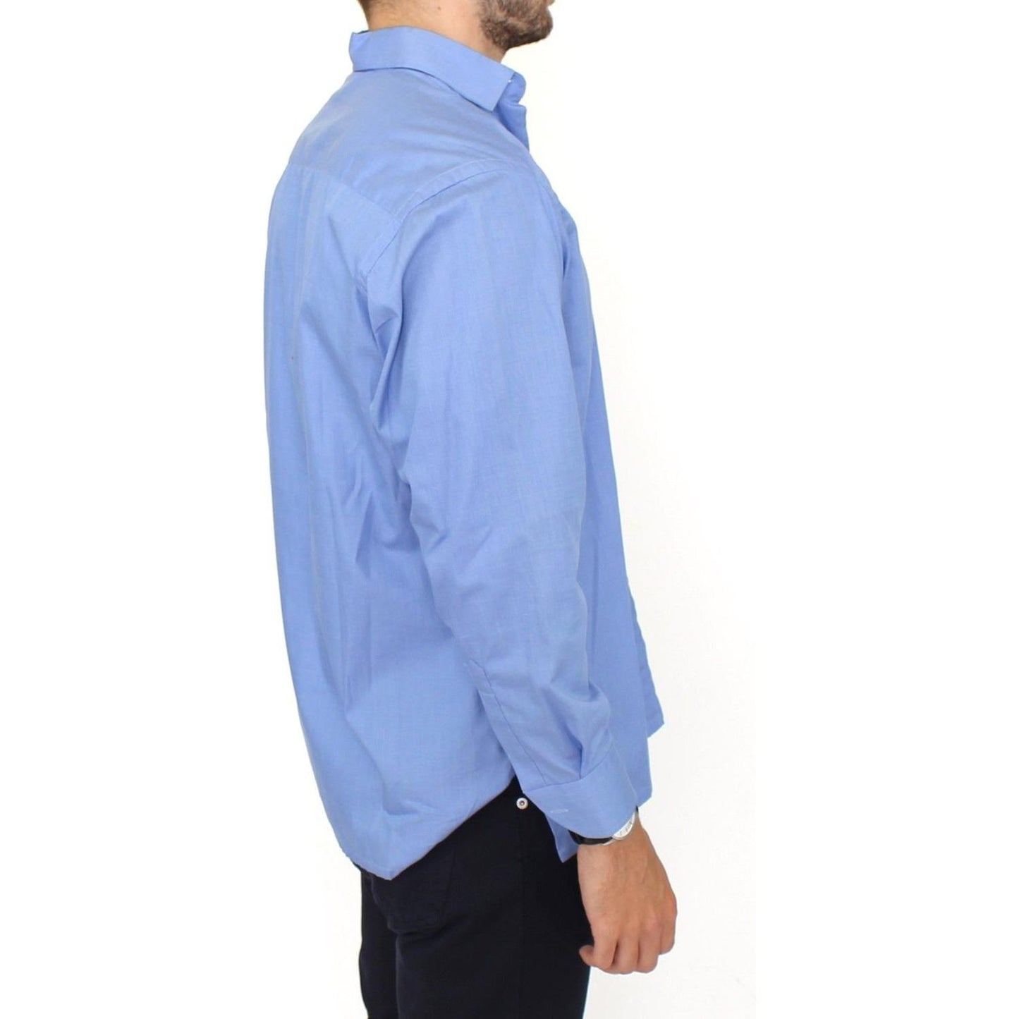 Ermanno Scervino Dapper Blue Cotton Dress Shirt for Men Ermanno Scervino Sky Blue