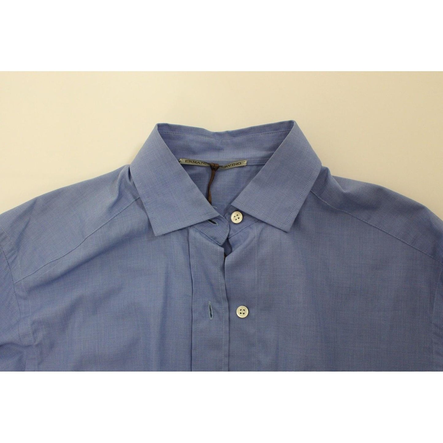 Ermanno Scervino Dapper Blue Cotton Dress Shirt for Men Ermanno Scervino Dim Gray