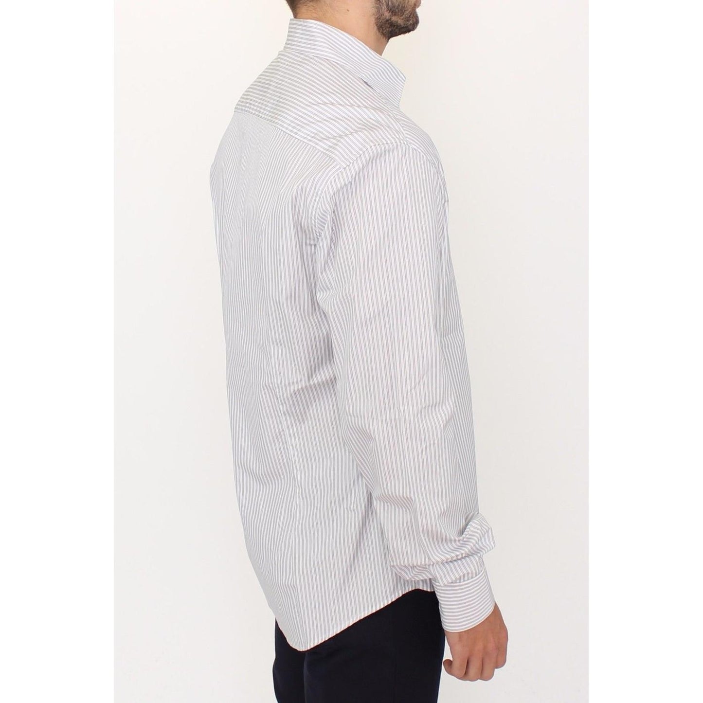 Ermanno Scervino Elegant White and Gray Striped Cotton Shirt Ermanno Scervino Lavender