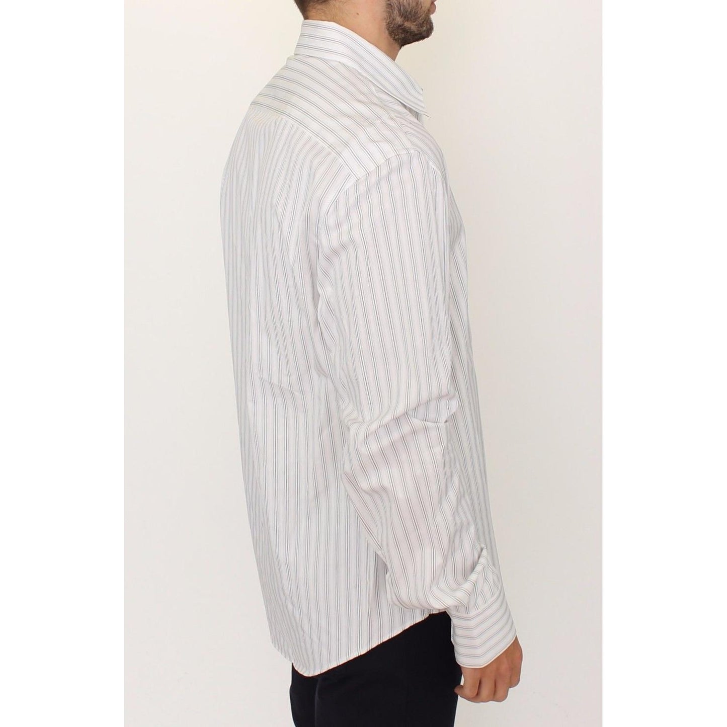 Ermanno Scervino Elegant Striped Cotton Casual Shirt Ermanno Scervino Light Gray