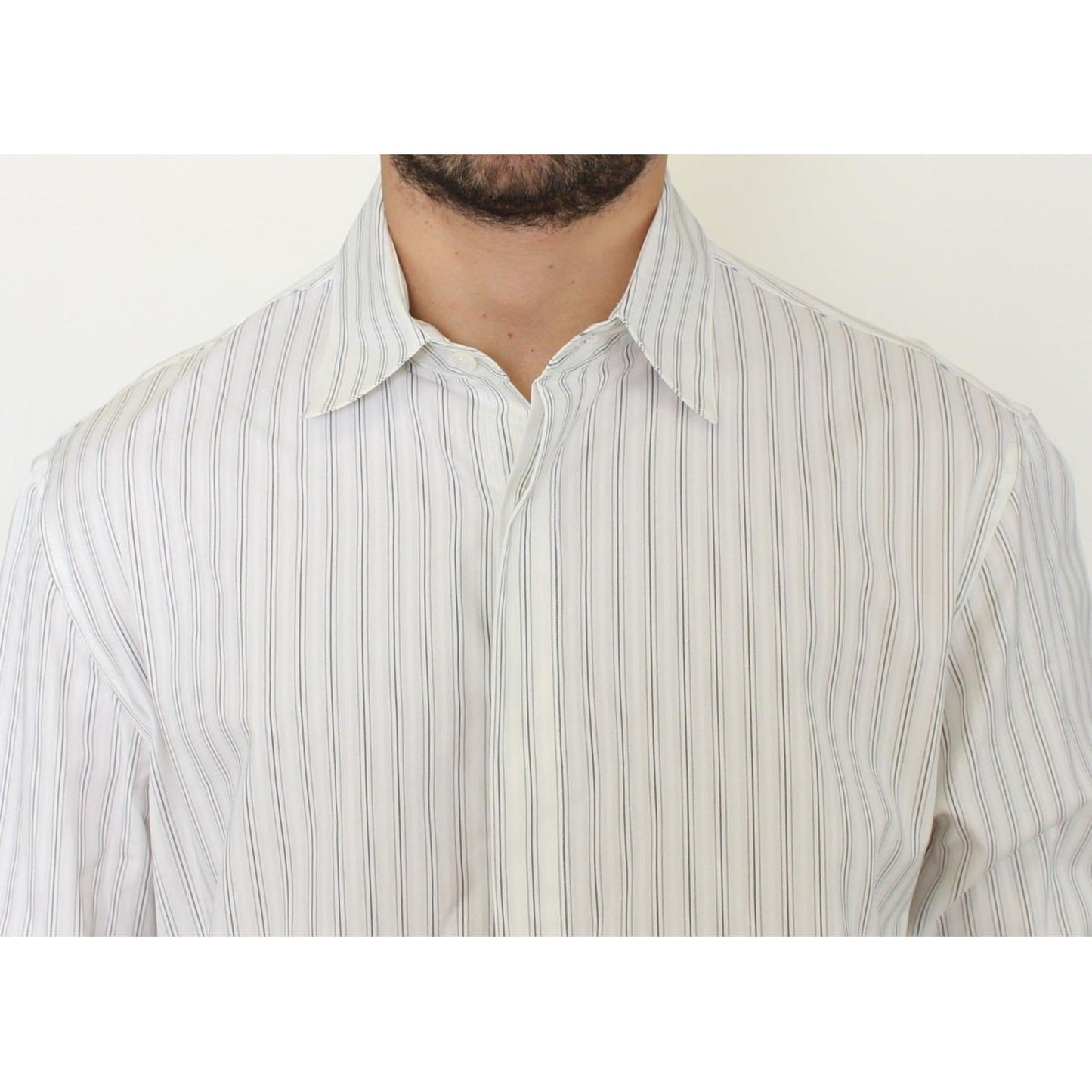 Ermanno Scervino Elegant Striped Cotton Casual Shirt Ermanno Scervino Light Gray