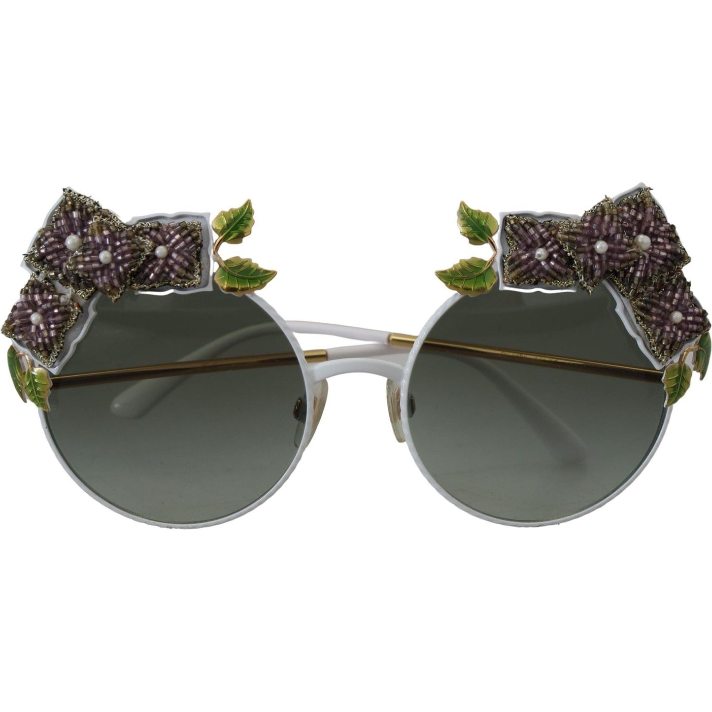 Dolce & Gabbana Elegant Floral Embellished Gold Sunglasses Dolce & Gabbana Dark Slate Gray