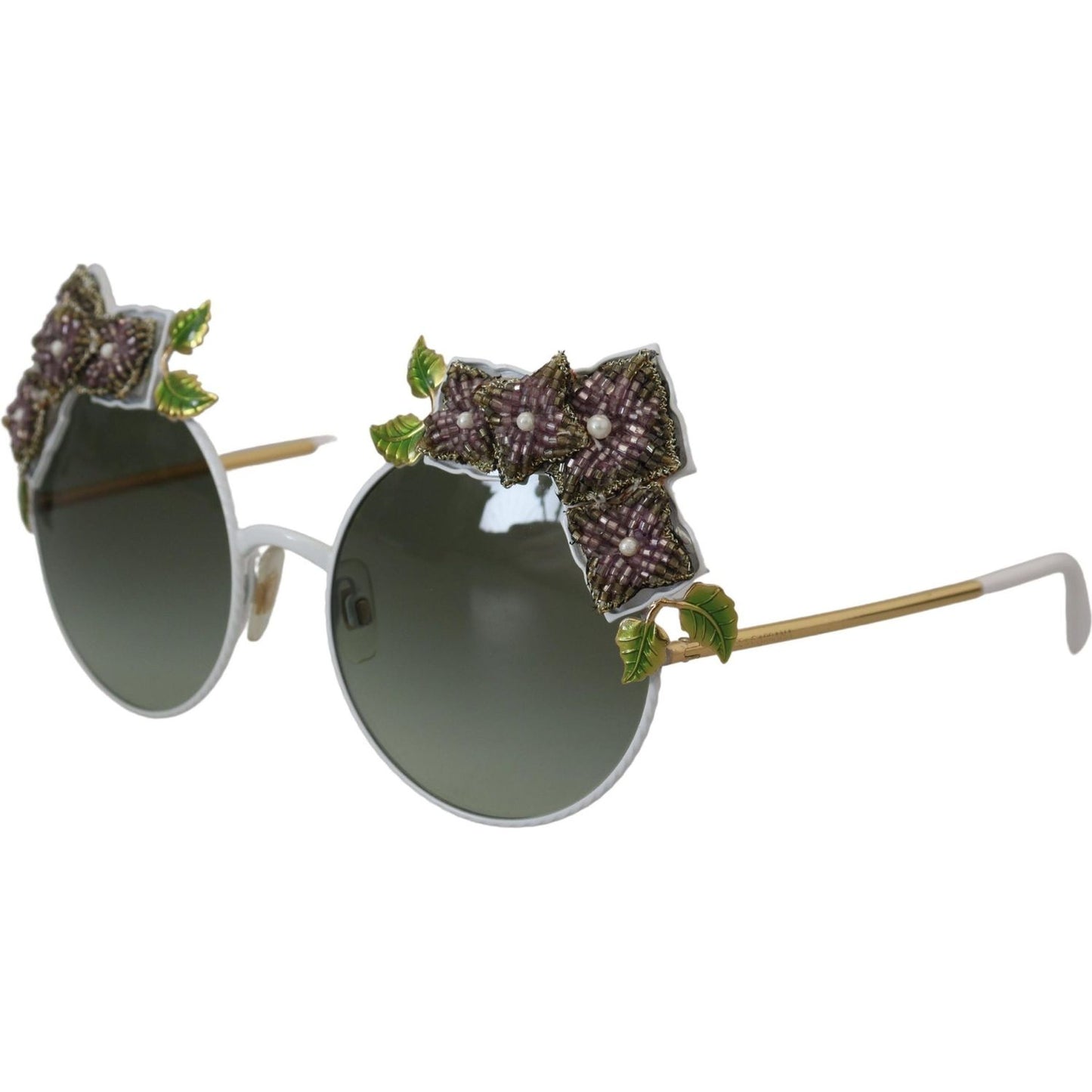 Dolce & Gabbana Elegant Floral Embellished Gold Sunglasses Dolce & Gabbana Dark Slate Gray