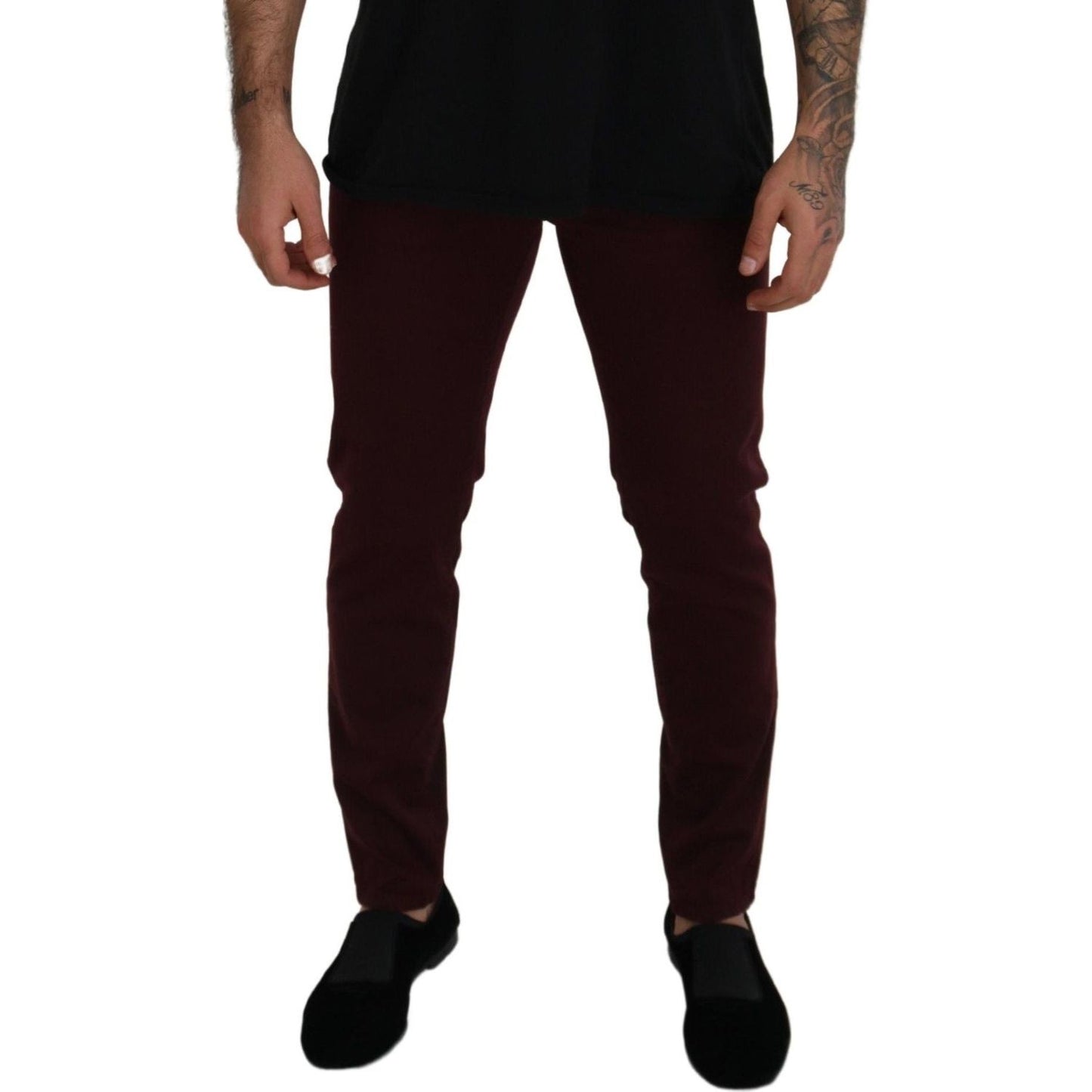 Dolce & Gabbana Slim Fit Bordeaux Jeans - Italian Luxury Dolce & Gabbana Black