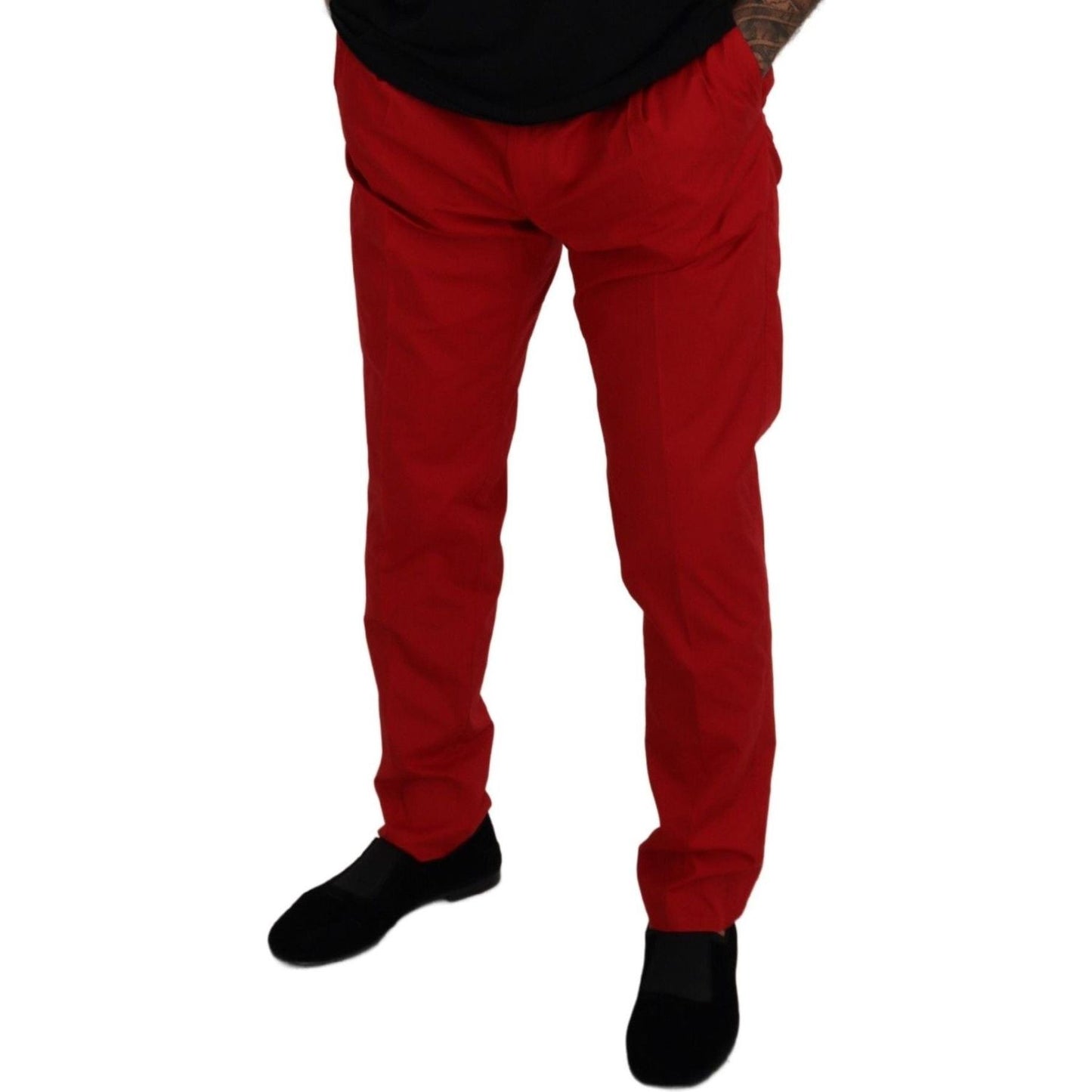 Dolce & Gabbana Elegant Slim Fit Crimson Chinos Dolce & Gabbana Dark Red