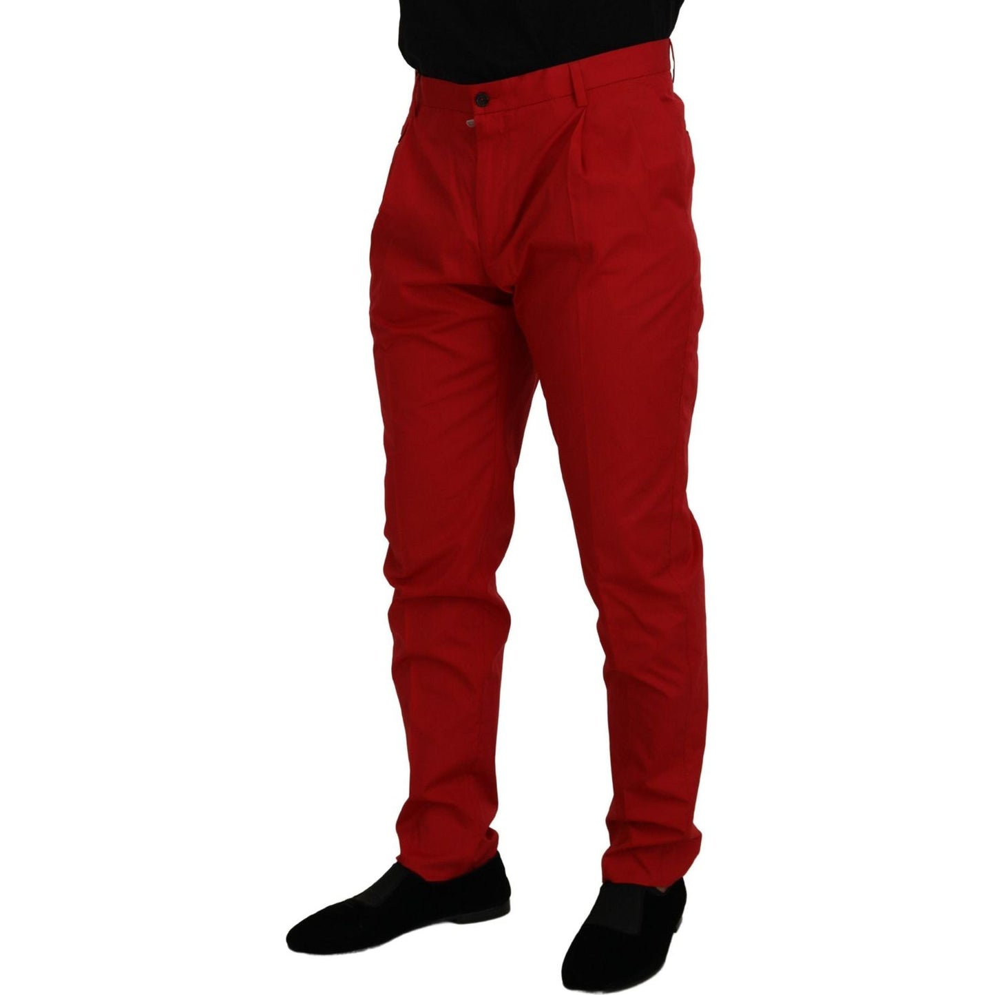 Dolce & Gabbana Elegant Slim Fit Crimson Chinos Dolce & Gabbana Dark Red