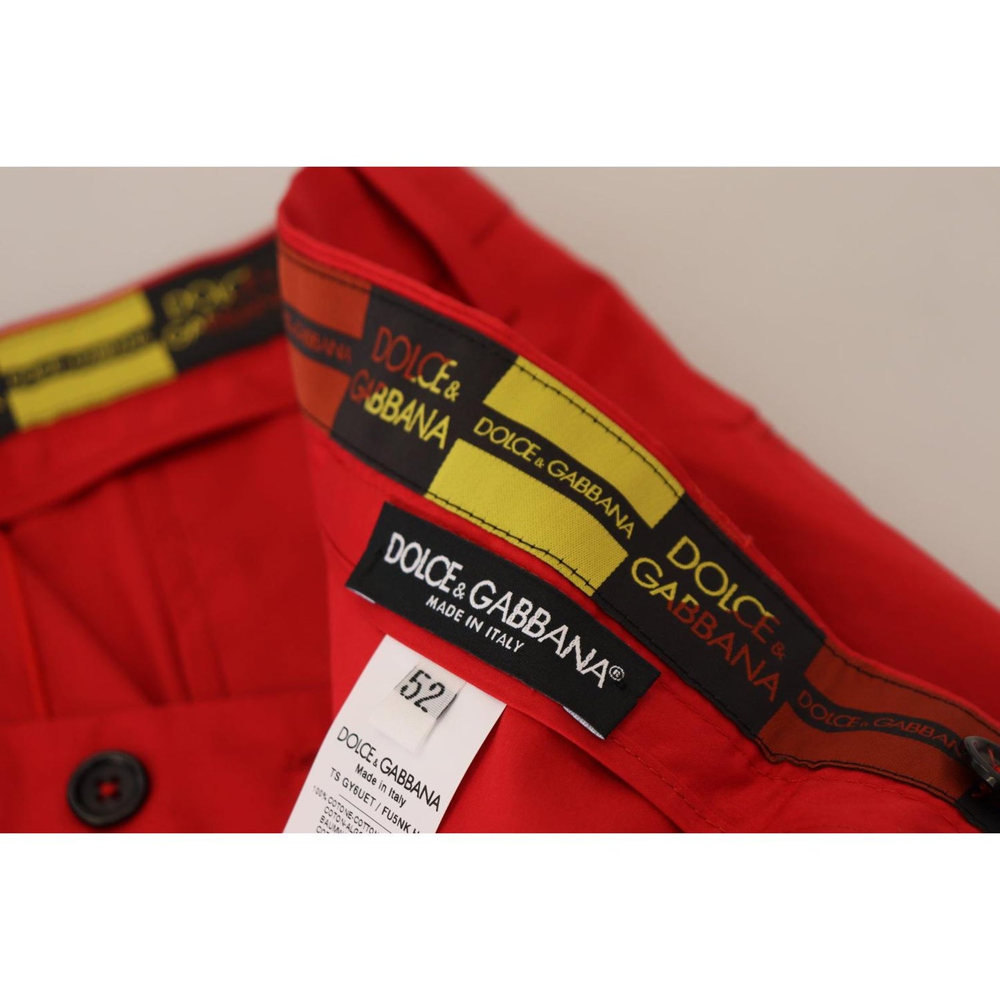 Dolce & Gabbana Elegant Slim Fit Crimson Chinos Dolce & Gabbana Tan