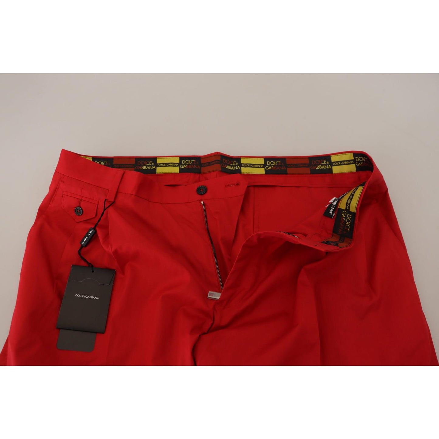 Dolce & Gabbana Elegant Slim Fit Crimson Chinos Dolce & Gabbana Dark Red
