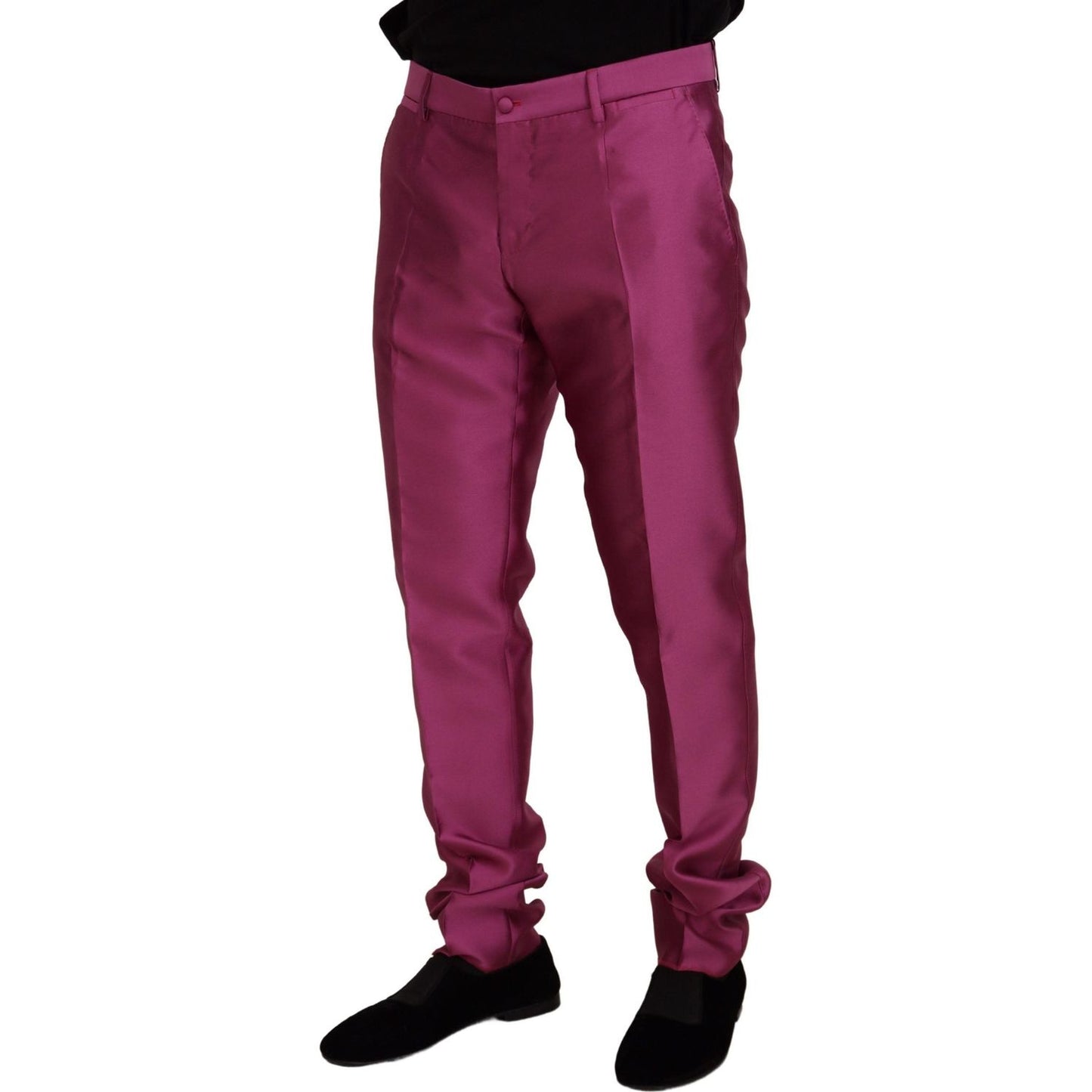Dolce & Gabbana Elegant Slim Fit Formal Dress Pants in Pink Dolce & Gabbana Brown