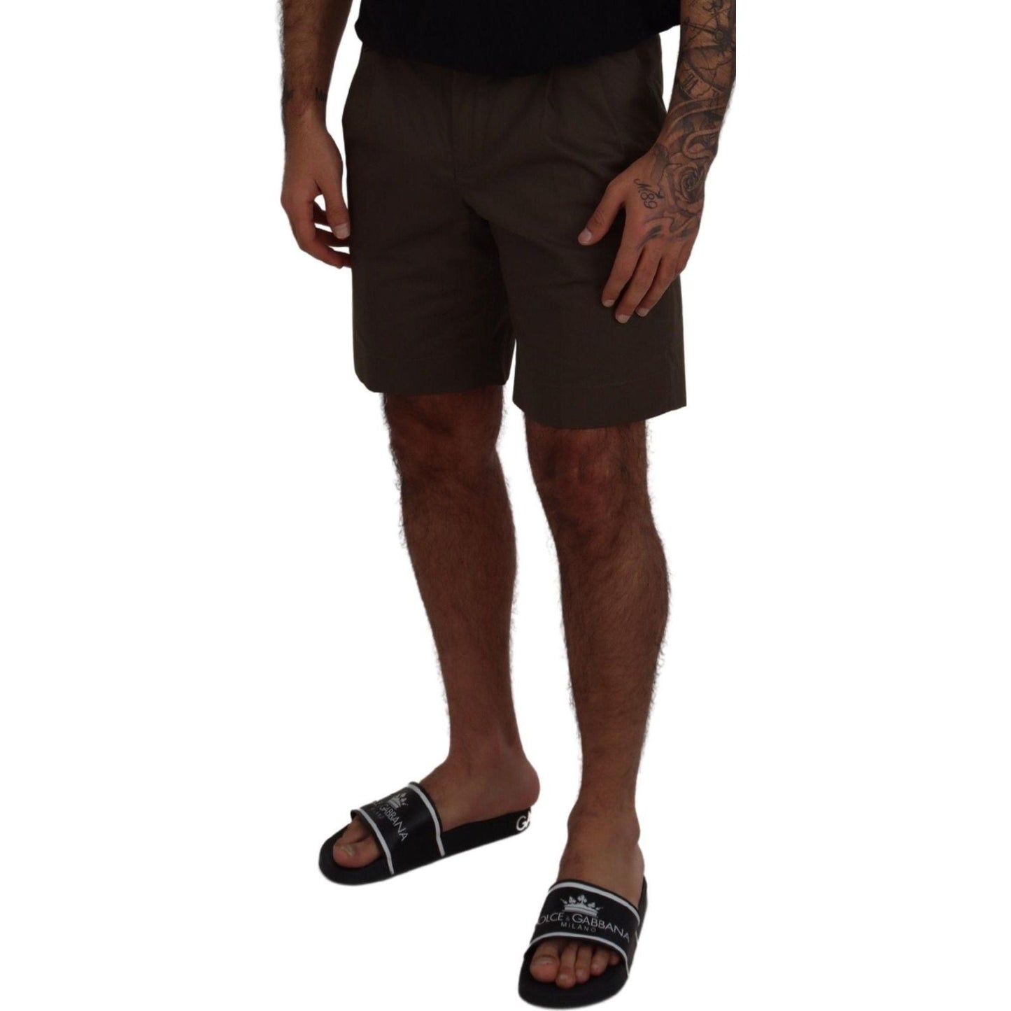 Dolce & Gabbana Elegant Green Cotton Chino Shorts Shorts Dolce & Gabbana Black