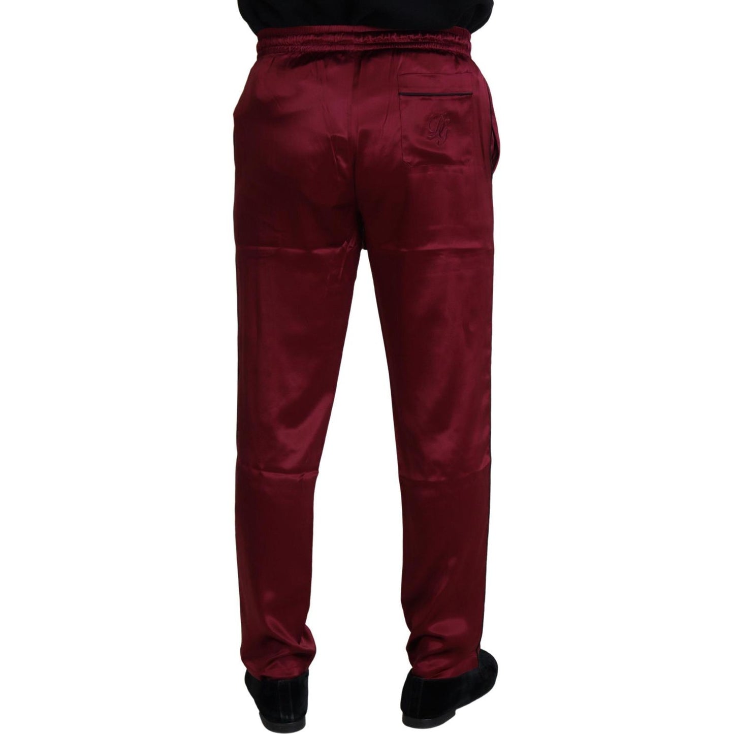Dolce & Gabbana Silk Lounge Pants in Bordeaux Jeans & Pants Dolce & Gabbana Black