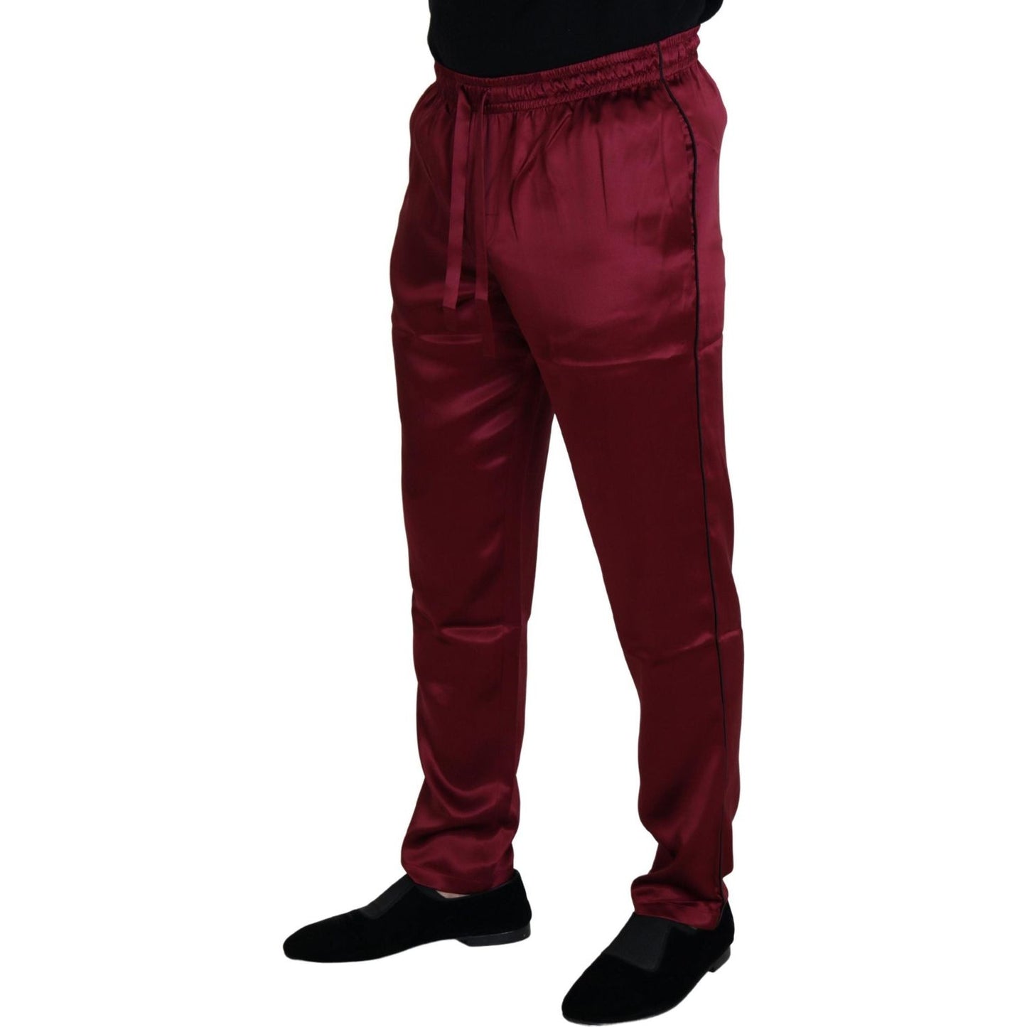 Dolce & Gabbana Silk Lounge Pants in Bordeaux Jeans & Pants Dolce & Gabbana Black