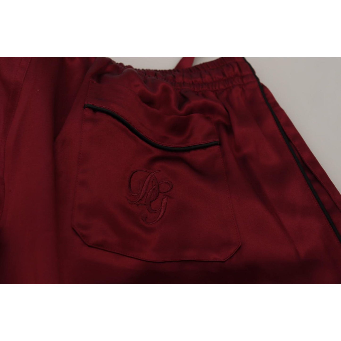 Dolce & Gabbana Silk Lounge Pants in Bordeaux Jeans & Pants Dolce & Gabbana Dark Red