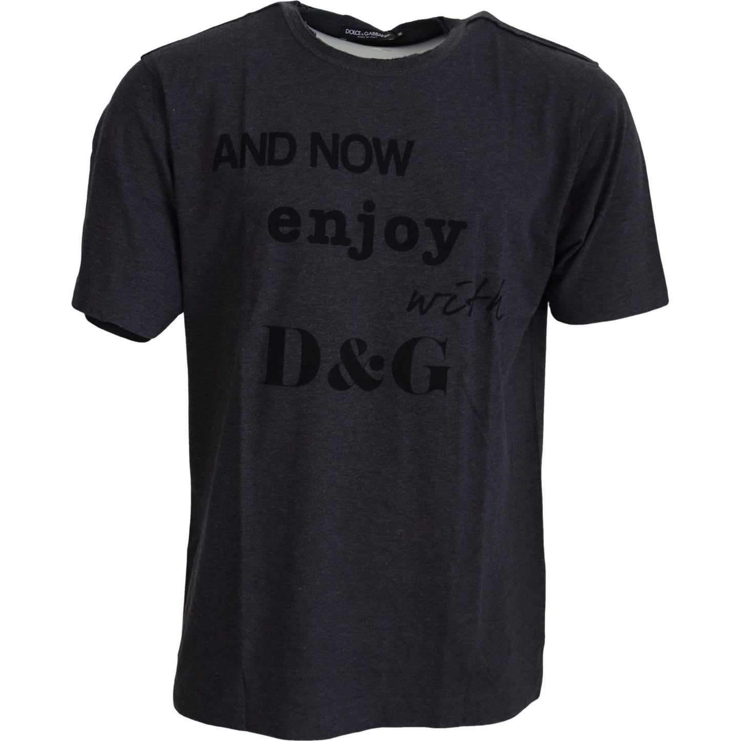 Dolce & Gabbana Elegant Gray Motive Crew Neck T-Shirt MAN T-SHIRTS Dolce & Gabbana Dark Slate Gray