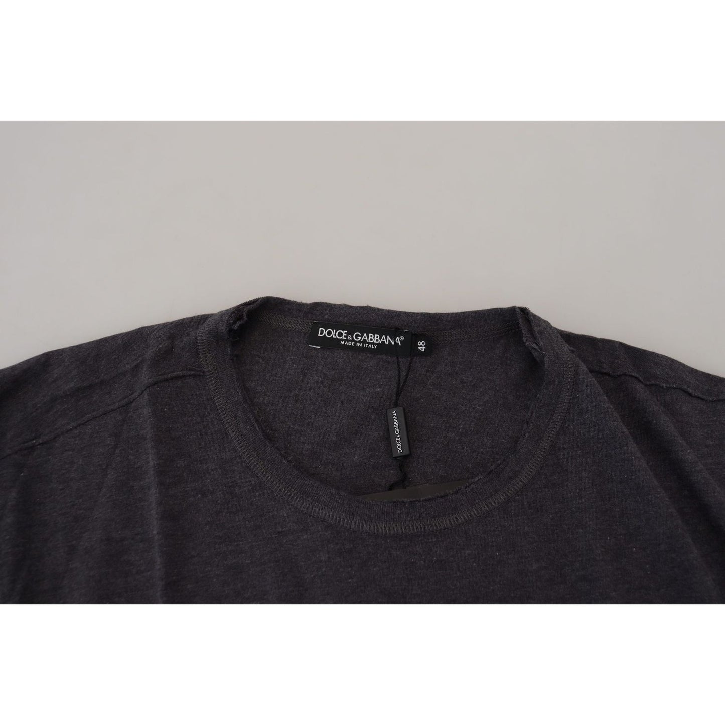 Dolce & Gabbana Elegant Gray Motive Crew Neck T-Shirt MAN T-SHIRTS Dolce & Gabbana Dark Slate Gray