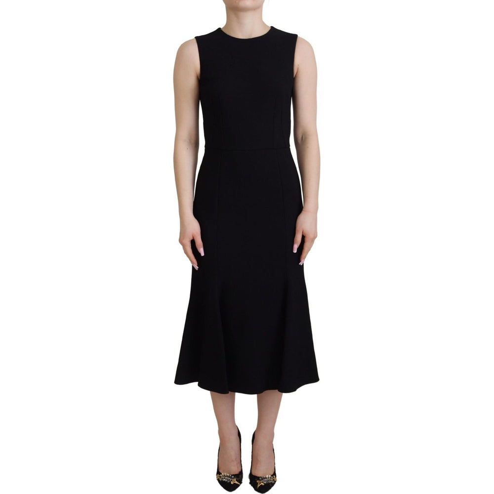 Dolce & Gabbana Black Dress Sheath Flare Viscose Dress DR28792- 40