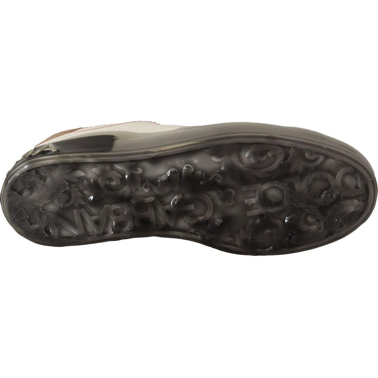 Dolce & Gabbana Elegant White & Gold Leather Sneakers Dolce & Gabbana Dark Slate Gray