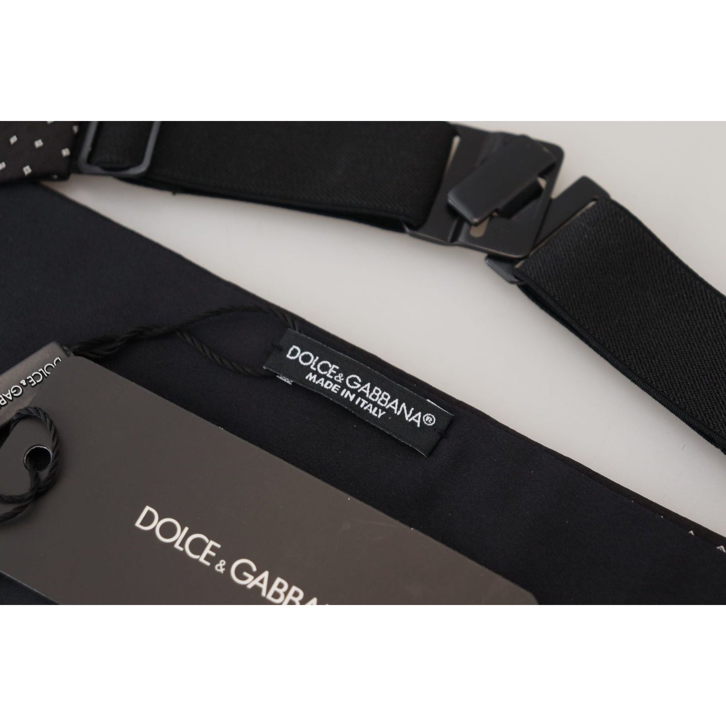 Dolce & Gabbana Black Polka Dot Wide Waist Men Belt Cummerband BEL8781 - 52