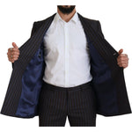 Dolce & Gabbana Black Striped Wool Formal 2 Piece Suit KOS2001 - 50