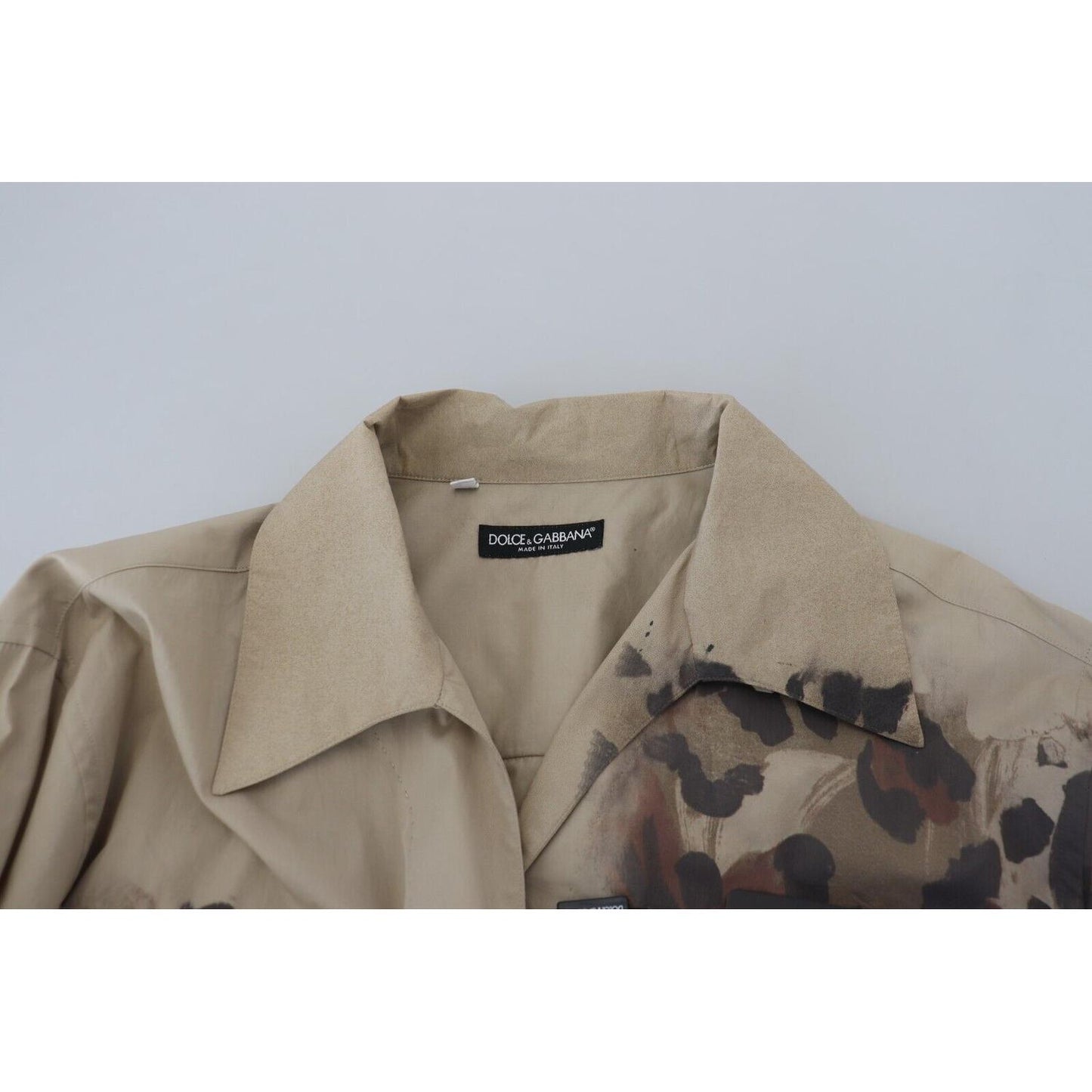 Dolce & Gabbana Beige Cotton Button-Down Casual Shirt Dolce & Gabbana Light Slate Gray