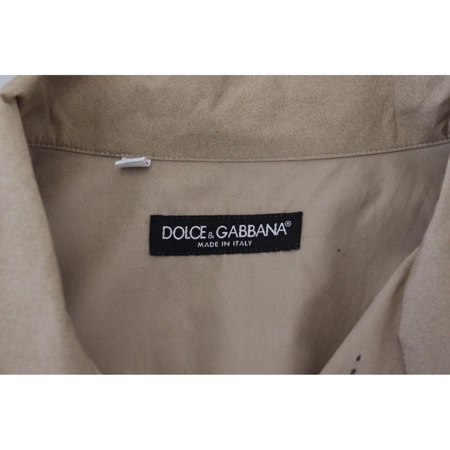 Dolce & Gabbana Beige Cotton Button-Down Casual Shirt Dolce & Gabbana Dim Gray