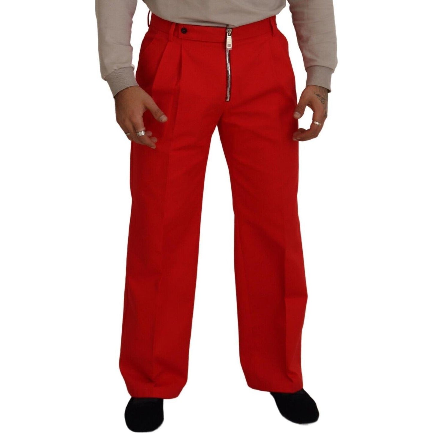 Dolce & Gabbana Stunning Red Mainline Cotton Pants Dolce & Gabbana Brown