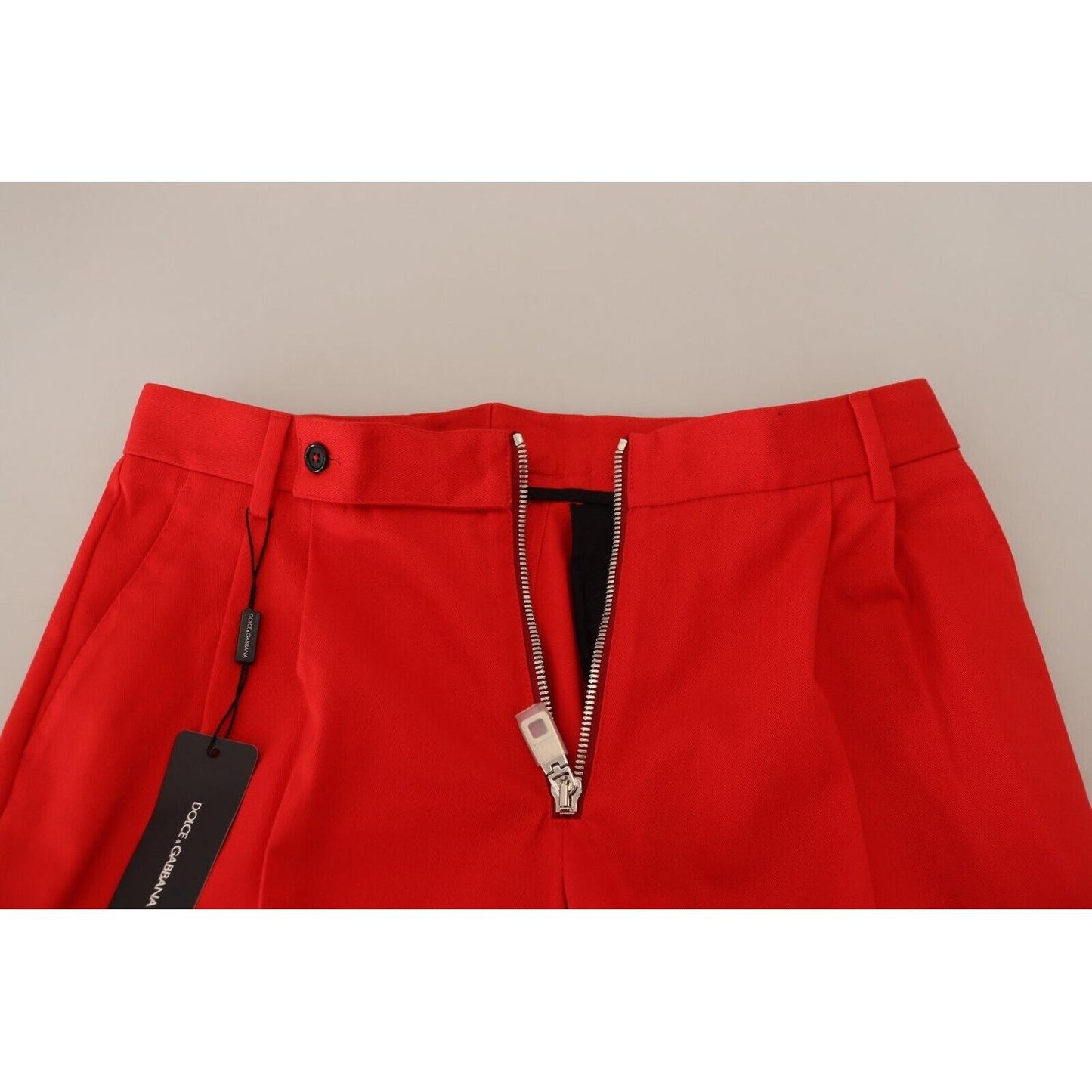 Dolce & Gabbana Stunning Red Mainline Cotton Pants Dolce & Gabbana Firebrick
