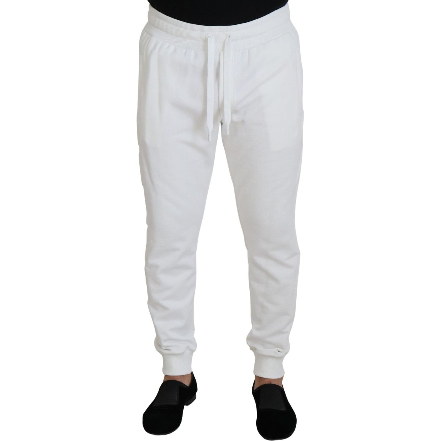 Dolce & Gabbana Elegant White Cotton Sweatpants Dolce & Gabbana Light Gray