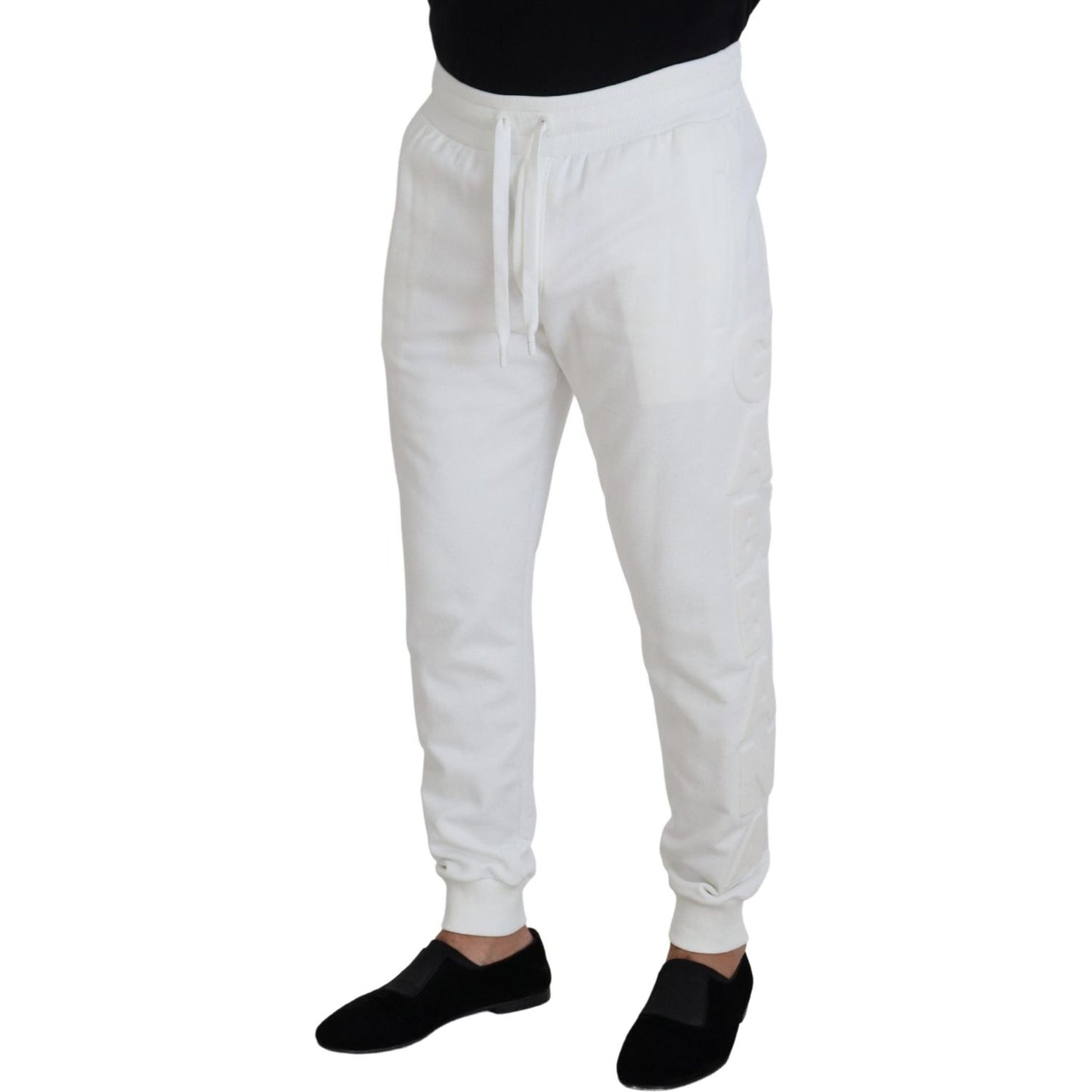Dolce & Gabbana Elegant White Cotton Sweatpants Dolce & Gabbana Light Gray