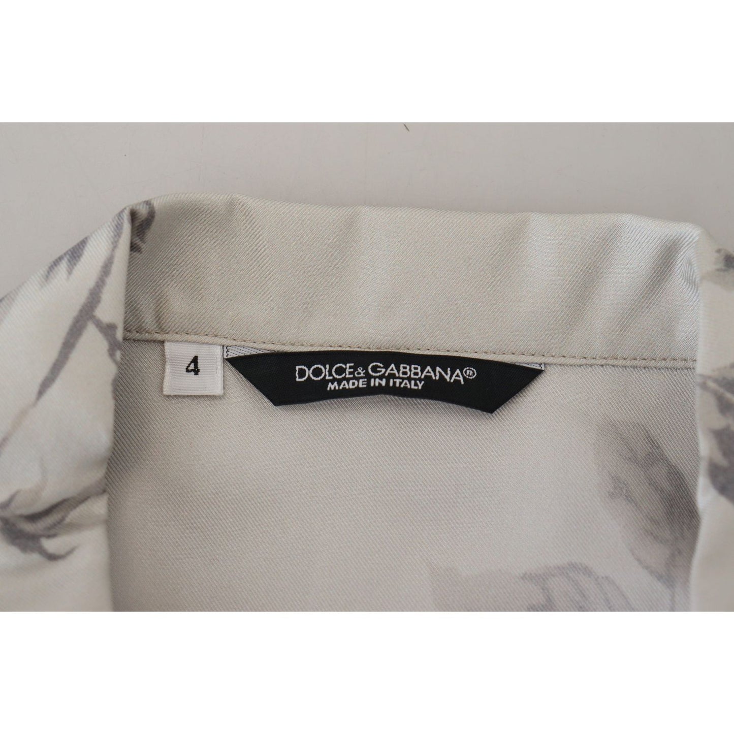 Dolce & Gabbana Elegant Silk Bird Print Casual Shirt Dolce & Gabbana Dark Gray