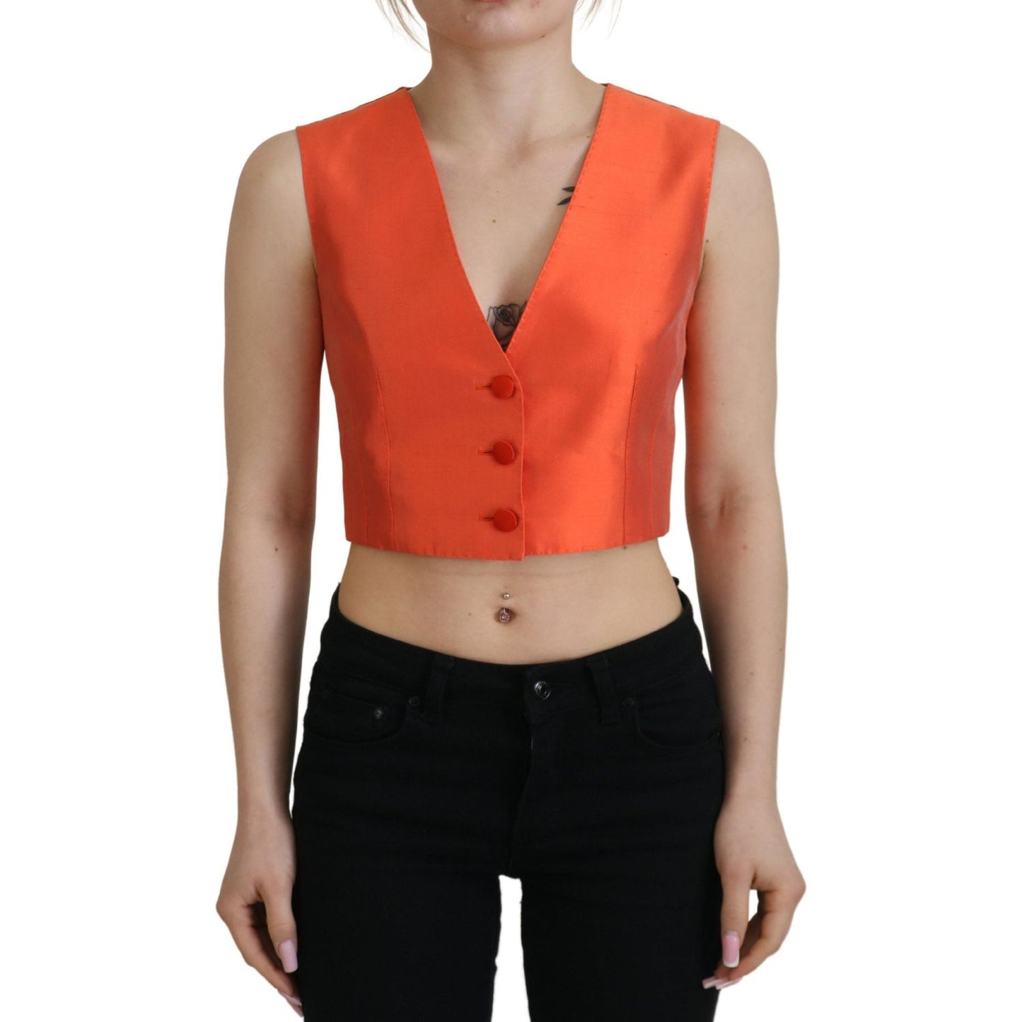 Dolce & Gabbana Elegant Orange Silk Waistcoat Dolce & Gabbana Rosy Brown