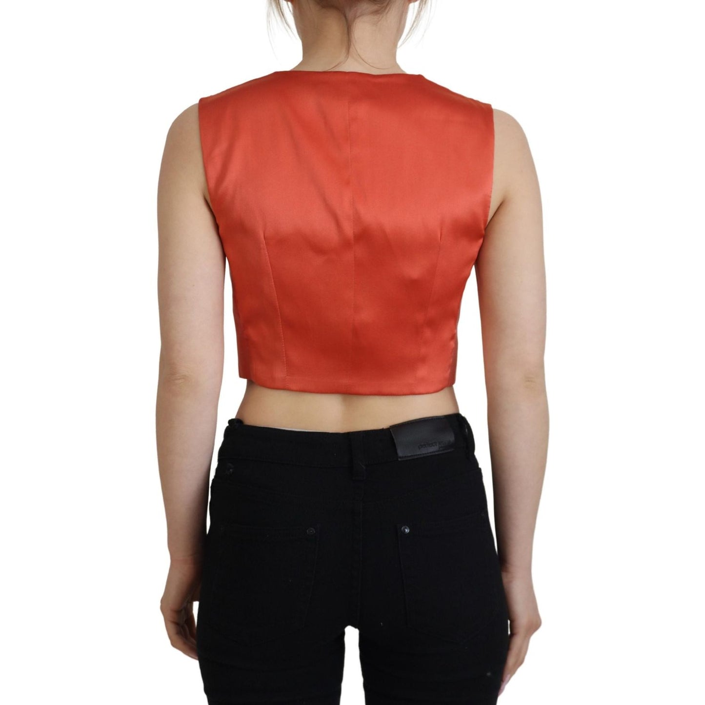 Dolce & Gabbana Elegant Orange Silk Waistcoat Dolce & Gabbana Sienna